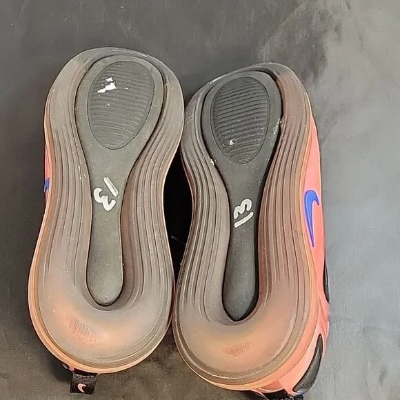 NIKE AIR MAX 720 GS BLACK RACER BLUE LACE-UP CLOSURE SNEAKER G1 - Picture 11 of 15